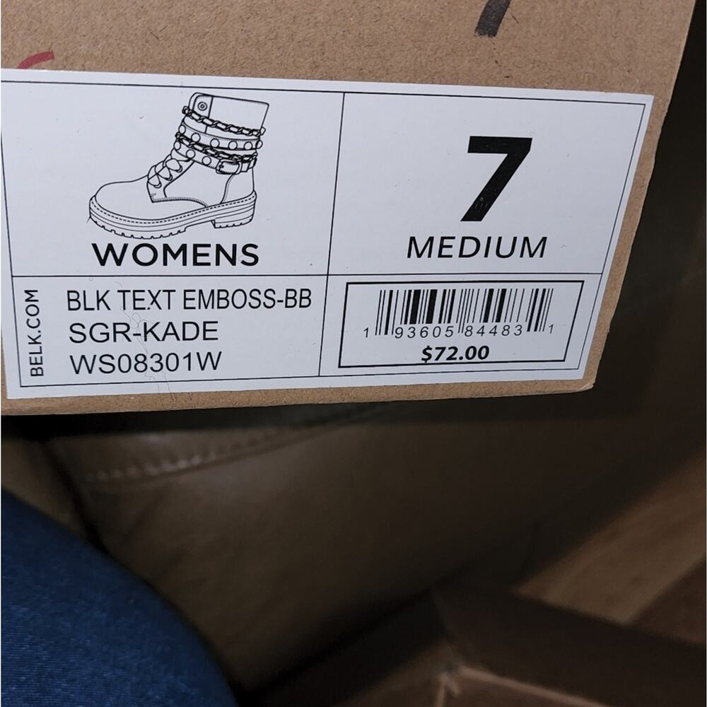 SUGAR NWT KADE PEARL COMBAT BOOTS - Picture 4 of 10